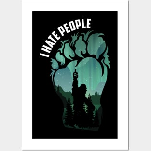 I hate people big foot funny camping Posters and Art